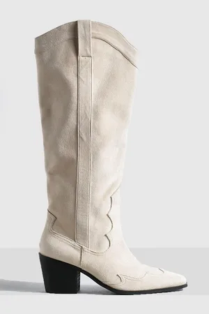 Boohoo Botas Camperas Estilo Western Por La Rodilla Con Tacón