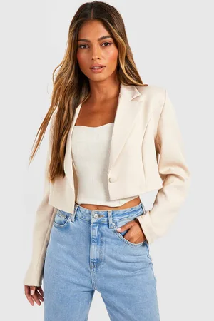 Boohoo Americana Crop Básica De Tela Con Botón