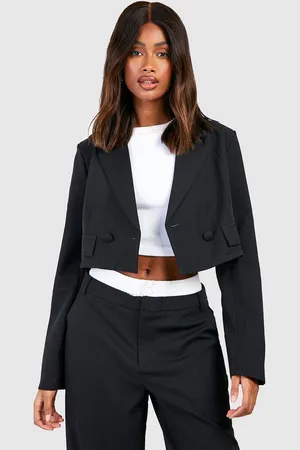 Boohoo Americana Básica Crop Recta Con Bolsillos