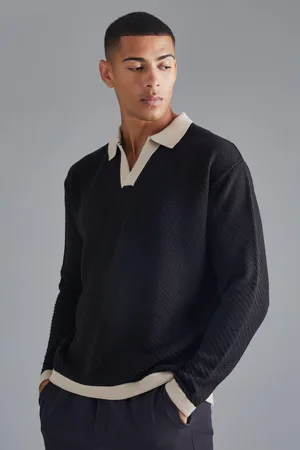 Boohoo Polo Oversize De Punto Con Cuello En Contraste Y Manga Larga