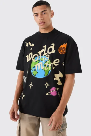 Boohoo Camiseta Oversize Con Cuello Extendido Y Estampado Gráfico Espacial