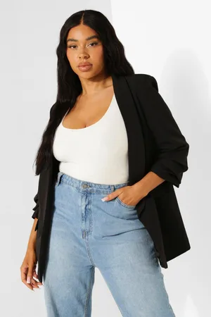 Boohoo Americana Plus De Tela Elástica Con Mangas Fruncidas