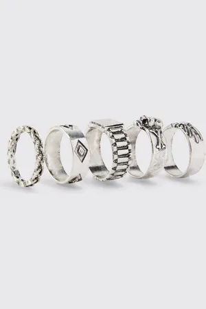 Boohoo Pack De 5 Anillos Con Calavera En Relieve