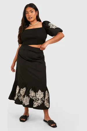 Boohoo Falda Plus Midaxi De Tela Bordada