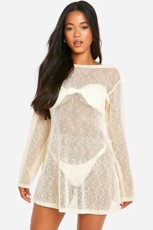 Boohoo Vestido Mini Para La Playa De Croché Con Espalda Abierta