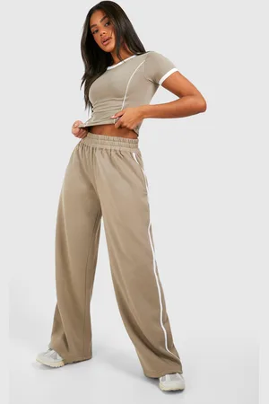 Boohoo Conjunto De Pantalón Deportivo De Pernera Recta Y Camiseta Con Ribete