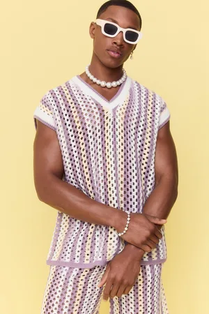 Boohoo Top Sin Mangas Recto Oversize De Punto Calado Con Escote De Pico