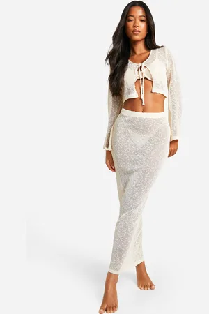 Boohoo Conjunto Coordinado Para La Playa De Falda Maxi Y Top De Croché Con Atadura