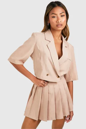 Boohoo Americana Crop Efecto Lino Recta