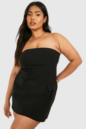 Boohoo Vestido Plus Mini Skater Palabra De Honor