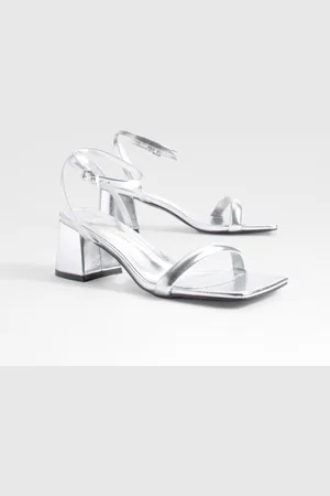 Boohoo Tacones Gruesos Metálicos Con Puntera Cuadrada De 2 Partes