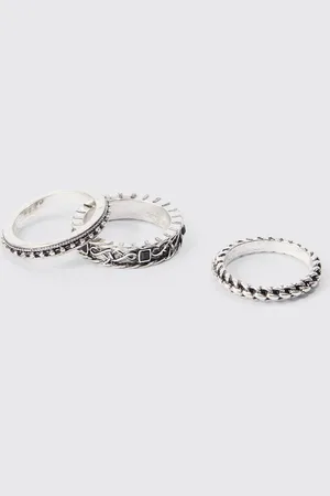 Boohoo Anillos Plateados Apilados