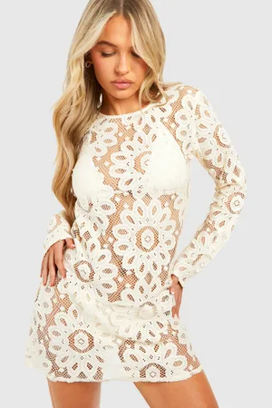 Boohoo Vestido Mini Para La Playa De Croché Con Espalda Abierta