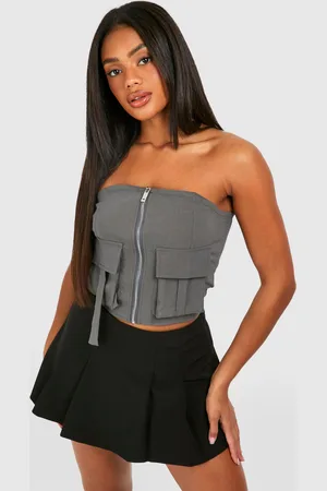 Boohoo Corsé De Bengalina Con Bolsillos Utilitarios Y Cremallera