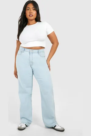 Boohoo Vaqueros Plus De Pernera Ancha Ajustados Con Lavado Claro