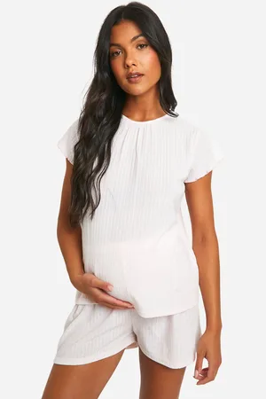 Boohoo Pijama Premamá De Pantalón Corto Y Camiseta De Pointelle