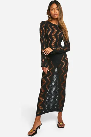 Boohoo Vestido Maxi Con Espalda En U Y Chevrones Escalonados