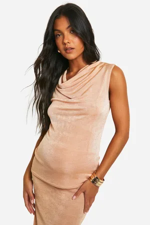 Boohoo Top Premamá Sin Mangas Ceñido Con Escote Plisado