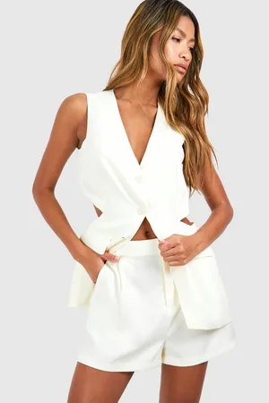 Boohoo Chaleco Efecto Lino De Corte Largo Con Espalda Abierta
