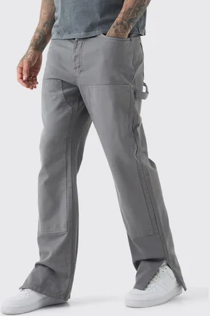 Boohoo Pantalón Tall Holgado Estilo Carpintero Sobreteñido Con Abertura En El Bajo En Color Carbón