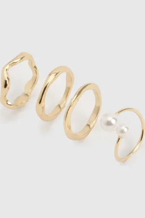 Boohoo Multipaquete De Anillos Con Perlas