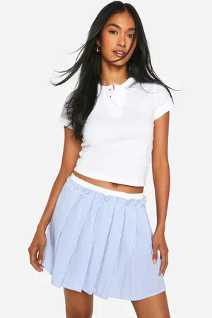 Boohoo Minifalda Plisada Fruncida Con Cintura En Contraste