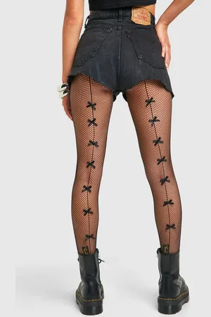 Boohoo Pantis De Rejilla Para Festival Con Detalle De Costuras Y Lazo