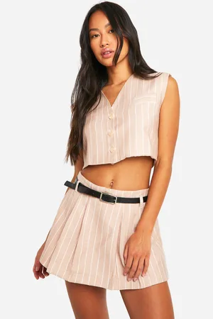 Boohoo Chaleco Súper Crop De Tela Con Raya Diplomática
