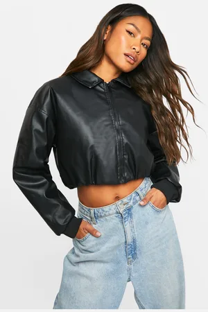 Boohoo Chaqueta Crop De Cuero Sintético Con Cuello