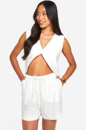 Boohoo Chaleco Entallado De Tela Con Abertura Frontal