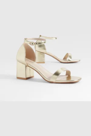 Boohoo Tacones De Holgura Ancha Minimalistas Gruesos Bajos Metálicos