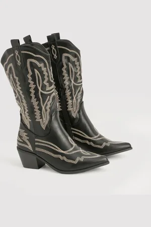 Boohoo Botas Camperas Estilo Western Con Costuras En Contraste