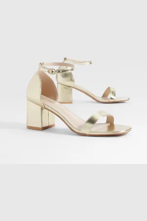 Boohoo Tacones Gruesos Bajos Minimalistas Metálicos