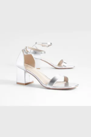 Boohoo Tacones Gruesos Bajos Minimalistas Metálicos