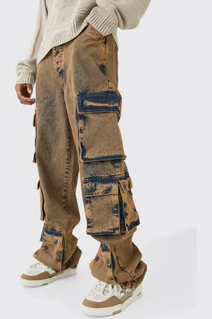 Boohoo Vaqueros Tall Cargo Anchos Con Lavado De Ácido