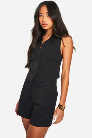 Boohoo Chaleco Entallado De Tela Con Espalda Abierta