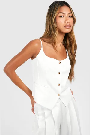 Boohoo Chaleco Efecto Lino Con Botones En Contraste