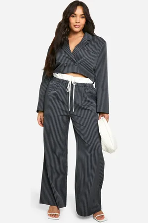 Boohoo Pantalón Plus De Pernera Ancha Bóxer Con Cordón Elástico En La Cintura Y Raya Diplomática