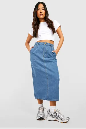 Boohoo Falda Petite Midaxi Vaquera