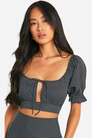 Boohoo Top Crop De Lunares