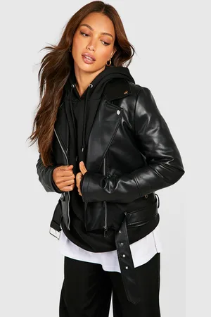 Boohoo Chaqueta Tall Motera De Cuero Sintético Con Cinturón