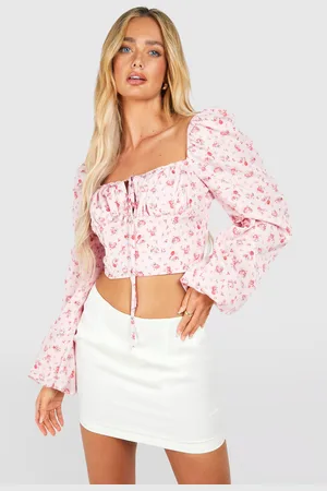 Boohoo Corsé De Flores Con Mangas De Globo Y Atadura