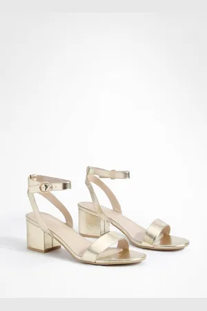 Boohoo Tacones Gruesos Bajos Minimalistas Metálicos