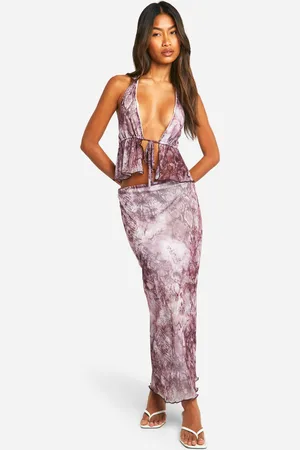 Boohoo Falda Midaxi De Tiro Bajo Y Malla Con Estampado De Serpiente