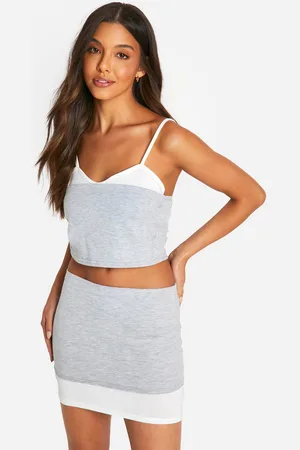 Boohoo Minifalda De Tela Doble En Contraste