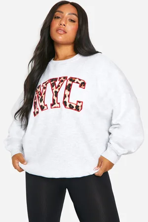 Boohoo Sudadera Plus Con Aplique De Leopardo Y Estampado Nyc