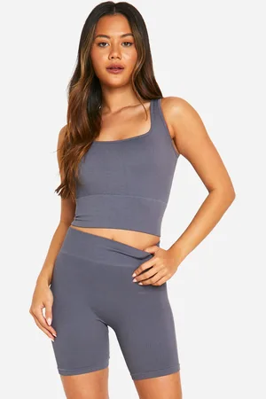 Boohoo Top Crop De Canalé Sin Costuras Con Escote Cuadrado