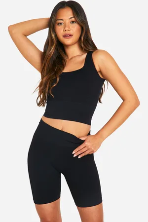 Boohoo Top Crop De Canalé Sin Costuras Con Escote Cuadrado