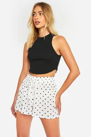 Boohoo Minifalda De Estopilla De Lunares Con Cinturón