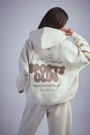 Boohoo Sudadera Oversize Con Capucha Y Eslogan Dsgn Studio Sports